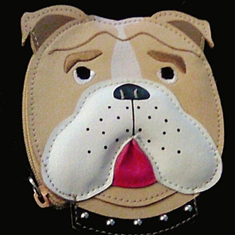 ❤️🐶🐾Rolf's  leather Bull dog face  coin purse